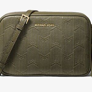 Michael Kors Ginny Medium Deco Quilted Leather Crossbody Bag